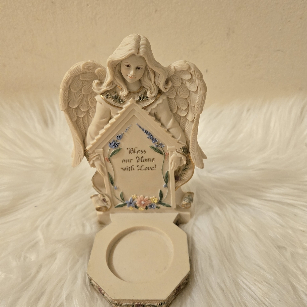 Sarah's Angels 2005 Handcrafted Candle Holder Stand "Bless Our Home with Love!"